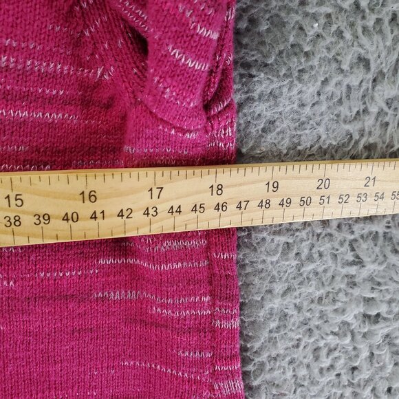 Eddie Bauer Sweater Womens Large Pink Striped Cotton Blend V-Neck Pullover - Picture 6 of 8